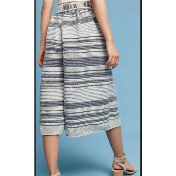 Anthropologie Laura Siegel Ellison Culotte Pants Sz S Stripped‎ Textured Pull On - Picture 4 of 13
